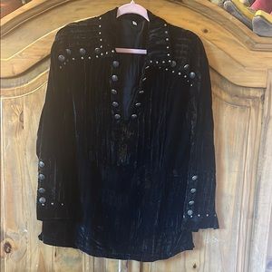 Black Velvet western Double D look a like Blouse with Silver Studs